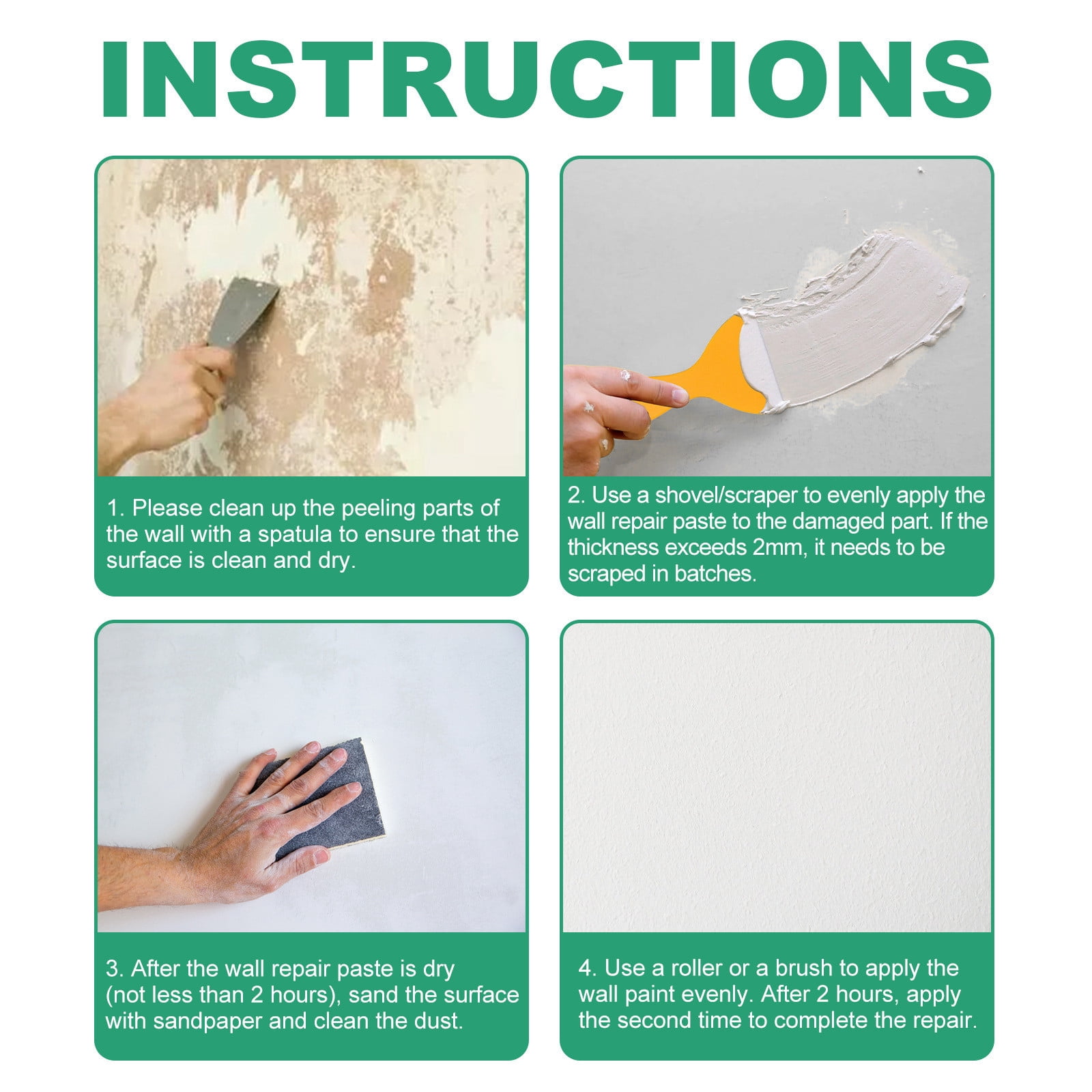 Upgraded Wall Repair Paste Kit Repair Cream Wall Paint Peeling Crack ...