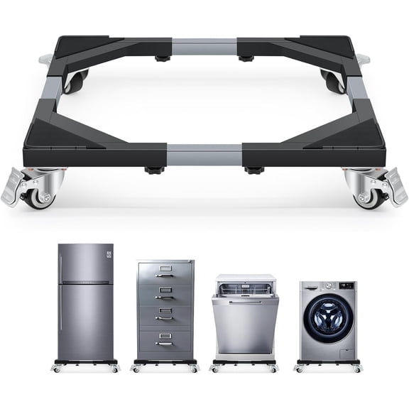 Upgraded Washing Machine Dolly with Wheels Heavy Duty 21-28 Inch Stainless Steel Appliance Roller 1000 Lbs Furniture Cart with Wheel Flat Dollies for Washer and Dyer, Fridge, Cabinet, Boxes