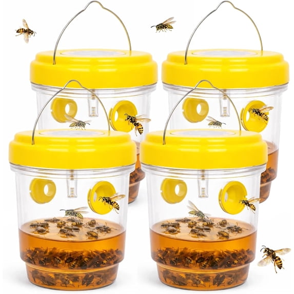 Upgraded Wasp Trap Outdoor Hanging, Reusable Yellow Jacket Trap with Bait Reservoir, Carpenter Bee and Hornet Catcher, Hanging Wasp Catcher for Outdoor Use