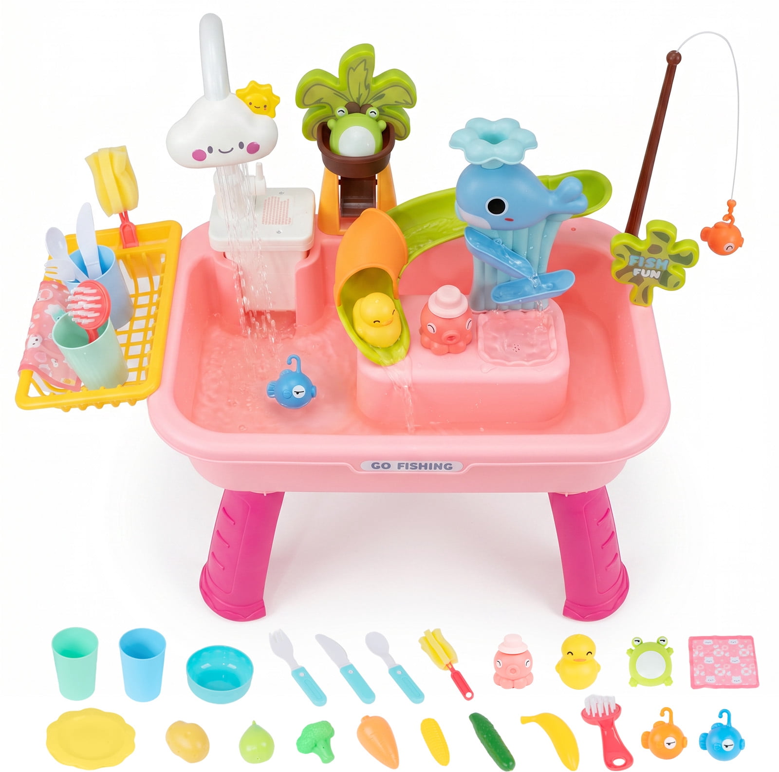 AquaPlay, Water Table Water Playset, Mountain Lake with 44 pcs