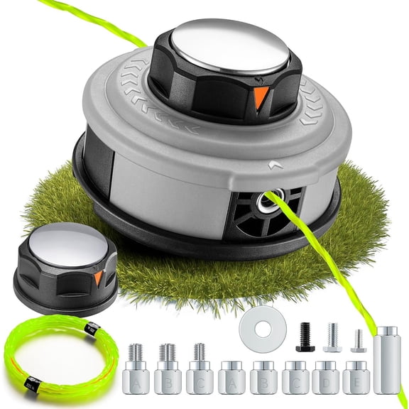 Upgraded Weed Eater  with Steel Knob,Easy Feed Trimmer  Weed Wacker  for Echo,Stihl,,String Trimmer   with 12ft 095" Trimmer Line,11 Adapts,Simple Tap& Go (Grey)