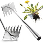 Upgraded Weed Puller Tool, 4-Tooth Stainless Steel Manual Weeder, Garden Weed Remover Tool for Vegetable Gardening Backyard Farm Planting & Weeding