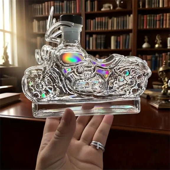 Upgraded Whisky Decanter Motorcycle Style Glass Whiskey Bottles 10oz Sculpted Glass Decanter Gift For Men Bike