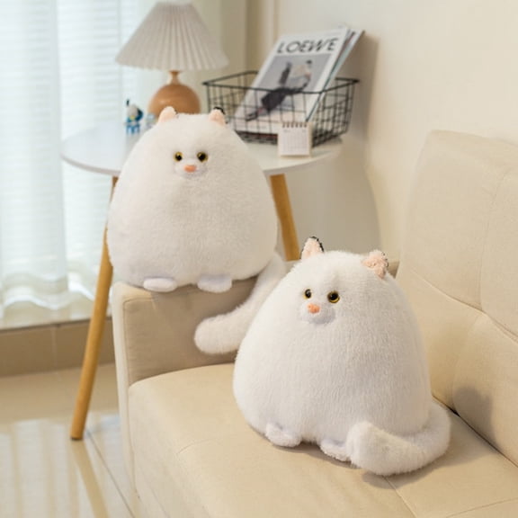 Upgraded White Persian Toy Super Soft Stuffed Pillow Cute Kitty For Kids Therapeutic Cuddle Bedtime Sleep C