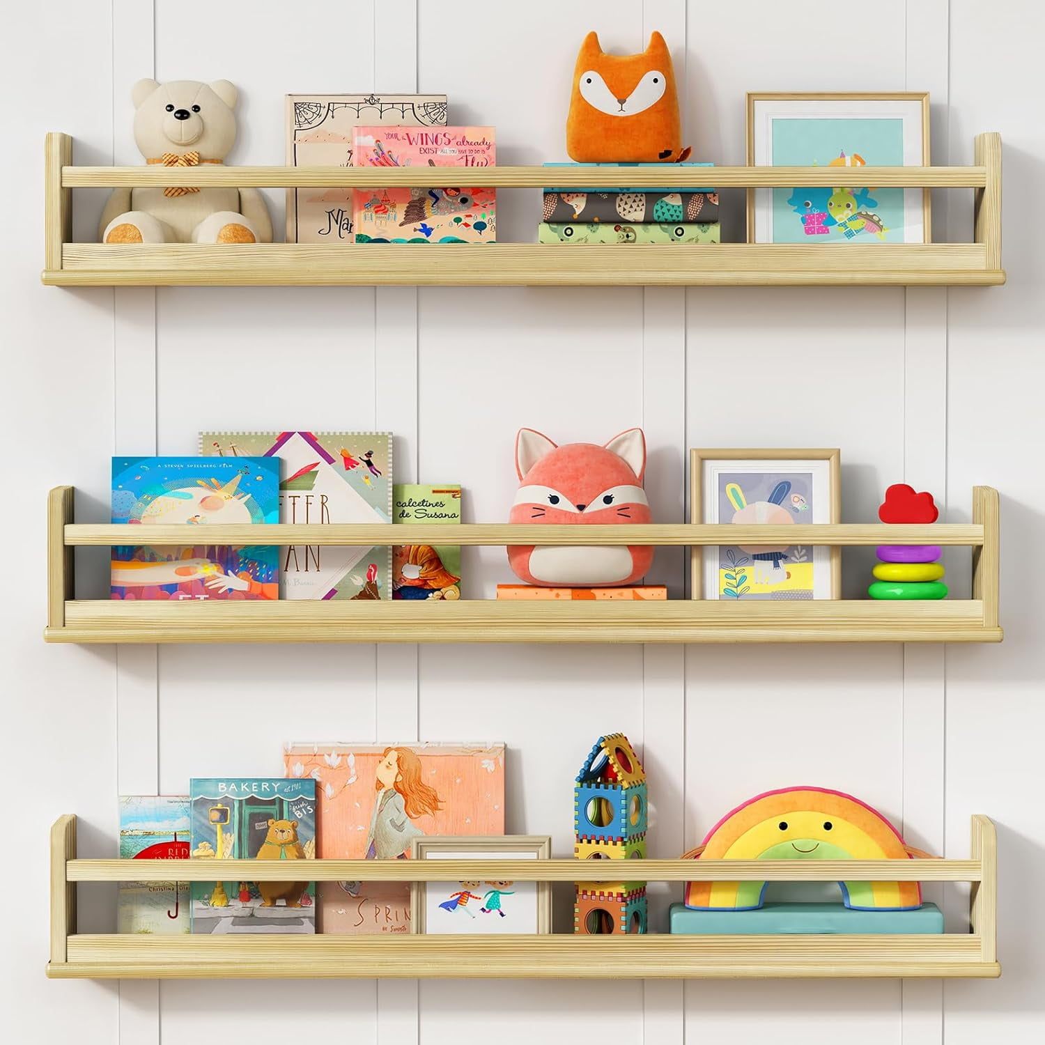 Upgraded White Wall Bookshelf for Kids Room, 36 Inch Long Floating ...