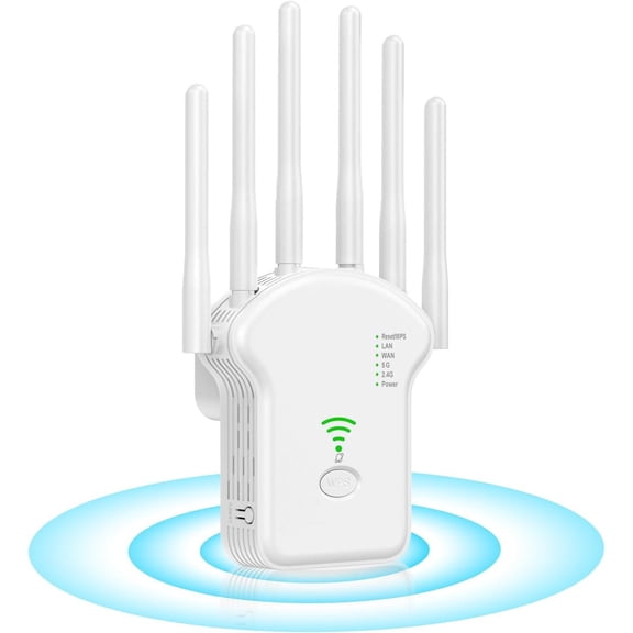 Upgraded WiFi Extender Signal Booster for ,1200Mbps Long Range  WiFi Repeater w/Ethernet Port,78%  Extender Signal Amplifier 12000Sq.ft Coverage,100 Devices  Band 2.4G+5G