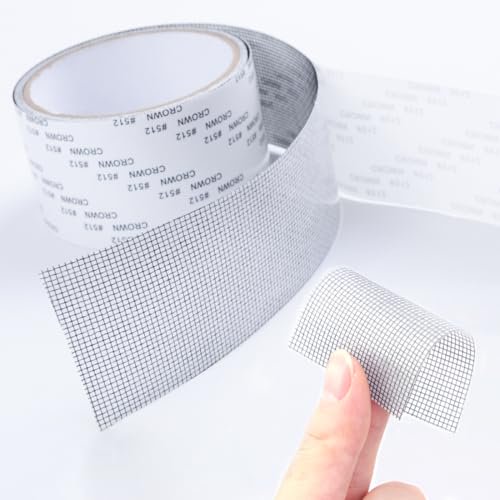 Upgraded Window Screen Repair Tape 2in*16.4FT(196.8in) Ventilated Screen Repair Patch Strong Adhesive Screen Repair Kit Removable Seam Glue Mesh Repair Fiberglass Screen Tape(Grey)
