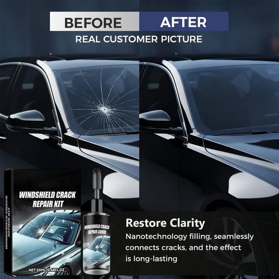Upgraded Windshield Crack Repairing Kit – 20ml Universal Chip & Crack Filler for Car Glass, Windows, Mirrors, Laminated Glass – DIY Liquid Repairing for Star & Linearing Cracks, 1 Set