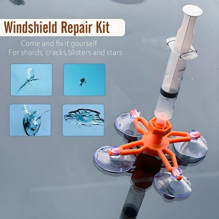 Upgraded Windshield Repair Kit for Chips and Cracks – Instant Fix for Chips, Cracks, and Bullseyes, High-Pressure Resin Injection Glass Windshield Crack Repair Kit for Long-Lasting (Dark Yellow)