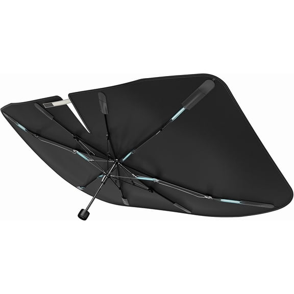 Upgraded] Windshield Sun Shade Umbrella - [Vinyl Coating Heat Shield] Protect Car from Sun Rays & Heat Damage Keep Cool and Protect Interior, Spring Structure Edge Medium 56" L x 31" W