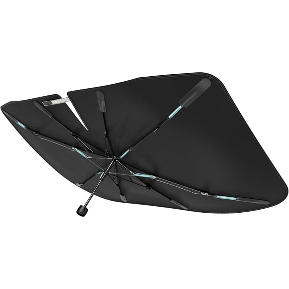 [Upgraded] Windshield Sun Shade Umbrella - [Vinyl Coating Heat Shield] Protect Car from Sun Rays & Heat Damage Keep Cool and Protect Interior, Spring Structure Edge Medium 56" L x 31" W