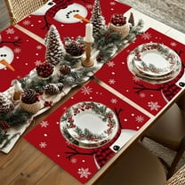 Upgraded Winter Christmas Tree Placemats 12x18 Inches Christmas Holiday Table Mats For Party Kitchen Dining Room Decoration G