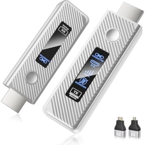 Upgraded Wireless HDMI Transmitter and Receiver, 164FT/50M Plug & Play Portable Extender, 4K Decode 1080P Output,Ultra Low Latency 5.8G + 2.4G for Streaming Video Audio
