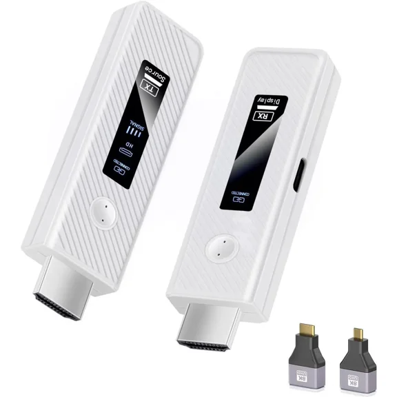 Upgraded Wireless HDMI Transmitter and Receiver 165FT/50M, Wireless HDMI Extender kit for 4K@30Hz Input, 1080P@60Hz Output, 5.8G+2.4G high-Speed Transmission Support laptops, PC, Camera