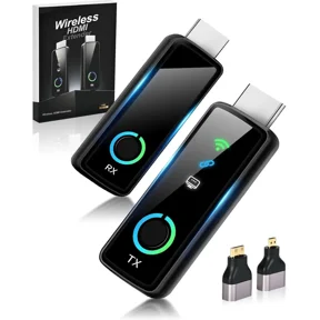Upgraded Wireless HDMI Transmitter and Receiver with LED Display 328ft/100M, 4K Decode 1080P@60Hz Ultra FHD Video Output, Plug&Play 5G+2.4G for Video to Monitor from PC/Laptop/HDTV/Camera