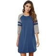thumbnail image 1 of Upgraded Women Summer Mid-Sleeve Nightshirt Classic Crew Neck Color Block Sleepwear Sleep Dress,Soft Casual Pajamas Dress Tunic Nightgown Loungwear Loose Comfy NightShirts,S-2XL Blue, 1 of 7