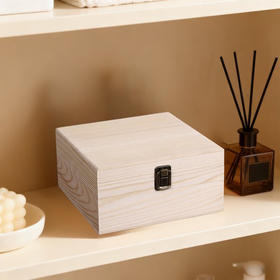 Upgraded Wooden Storage Box Flipping Cover Storage Box Thickened Solid Wood Home Storage Office Storage S