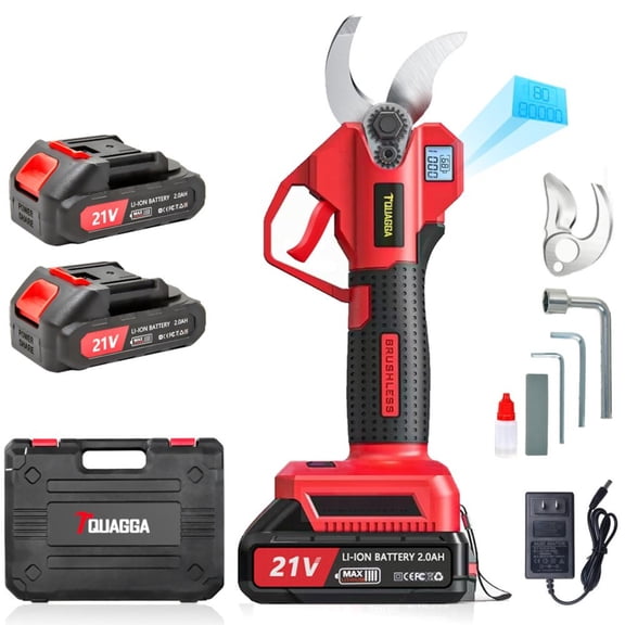 Upgraded electric pruning shears with a 1.2-inch cutting diameter. Cordless trimmer, equipped with a liquid crystal display, brushless motor and a 2000 mAh battery, suitable for pruning garden trees