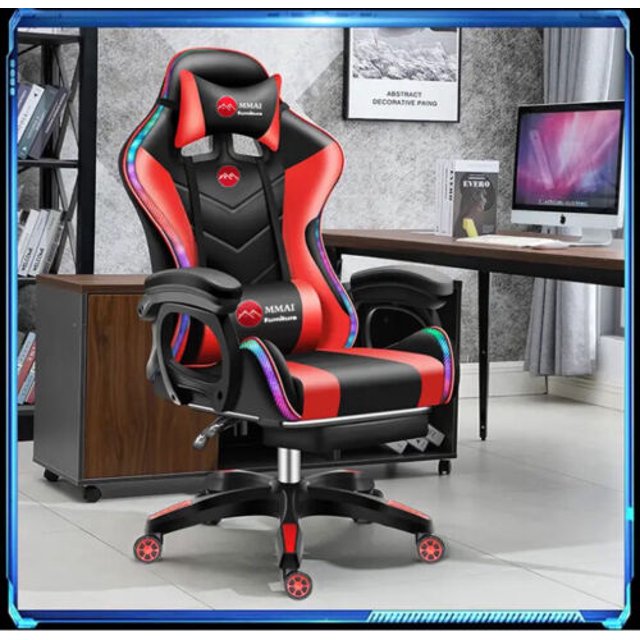 Upgraded multifunction gaming chair with Bluetooth speakers, LED