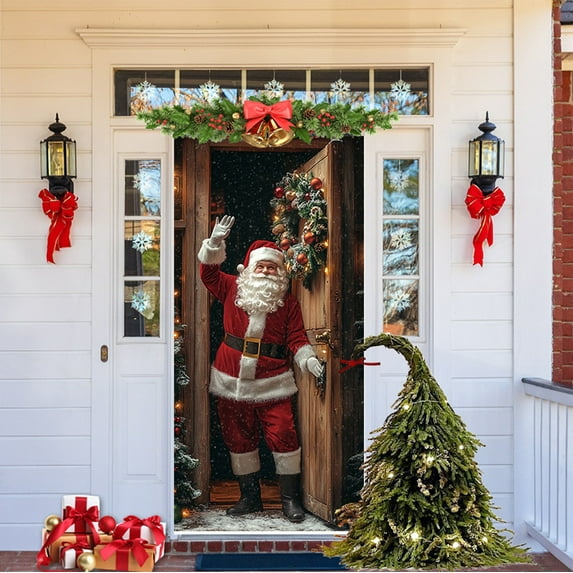 Upgraded&nbsp;35 X 70 Inch Christmas Door Cover - Christmas Day Door And Wall Decoration - Festival Party Decoration T