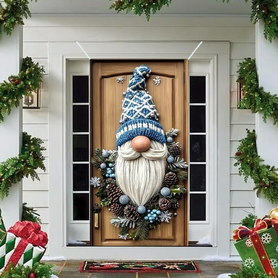 Upgraded&nbsp;35 X 71 Inch Christmas Door Cover -Santa Claus Pattern Decoration- Christmas Day Door And Wall Decoration - Festival Party Decoration N