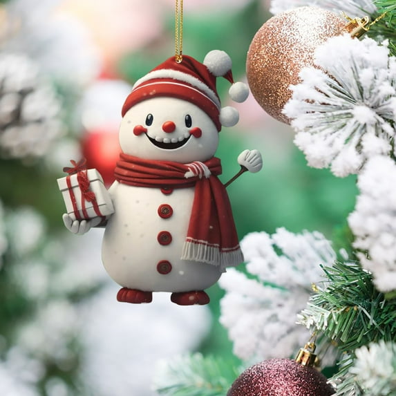 Upgraded Acrylic Christmas Snowman Ornaments Acrylic Flat Christmas Pendant Christmas Tree Pendant Q