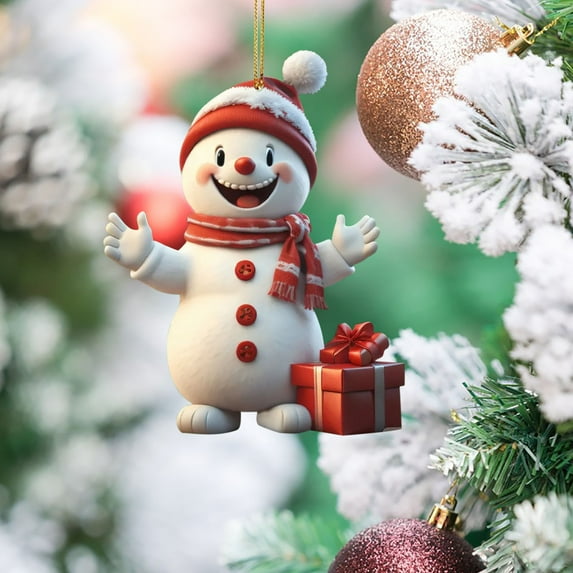 Upgraded Acrylic Christmas Snowman Ornaments Acrylic Flat Christmas Pendant Christmas Tree Pendant R