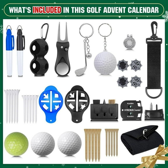 Upgraded Golf Advent Calendar 2025 for Men Teen Boy, 24-Day Christmas Count-down Calendar for Father, Husband, or Boyfriend, Perfect Holiday Gift Featuring Golf Balls, Tees, Ball Markers