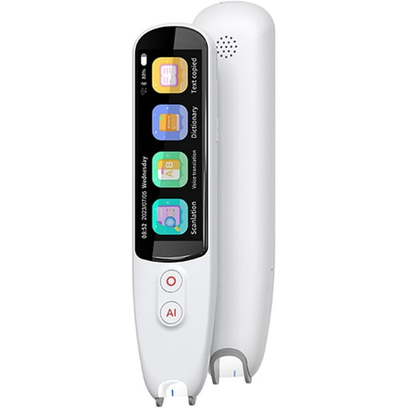 Upgraded translation scanning pen, text to speech device for dyslexia, real-time multi-function pen scanner with LCD touch screen, supports 12 languages offline scanning translation (white)