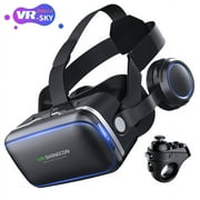 [Upgraded version]2023 VR Glasses with Remote Controller, 3D Glasses Virtual Reality Headset for VR Games & 3D Movies, Eye Care System for iPhone and Android Smartphones 3D VR Glasses（Black）