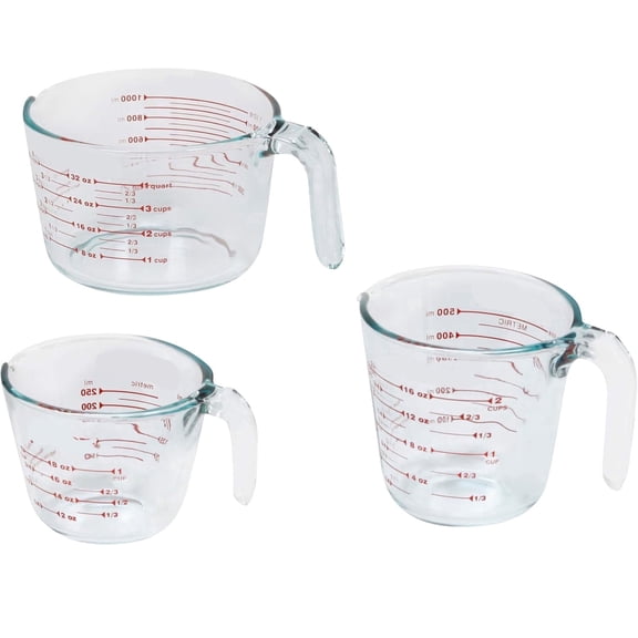 3-PackUpgraded version Glass Measuring Cups Set, Measuring Cups For Prepping, Baking and Cooking, Preheated Oven, Dishwasher, Freezer, and Microwave Safe