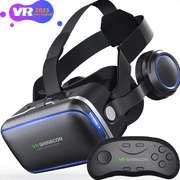 Upgraded versionXGeek 2023 VR Glasses with Remote Controller, 3D Glasses Virtual Reality Headset for VR Games & 3D Movies, Eye Care System for iPhone and Android Smartphones 3D VR GlassesBlack