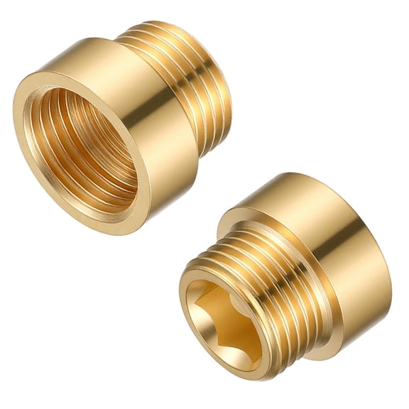 Upgrades 1/2 Inch Brass Coupler Adapter with Threads Long Brass Pipe Connector Upgrade for Plumbing Fixtures & Taps