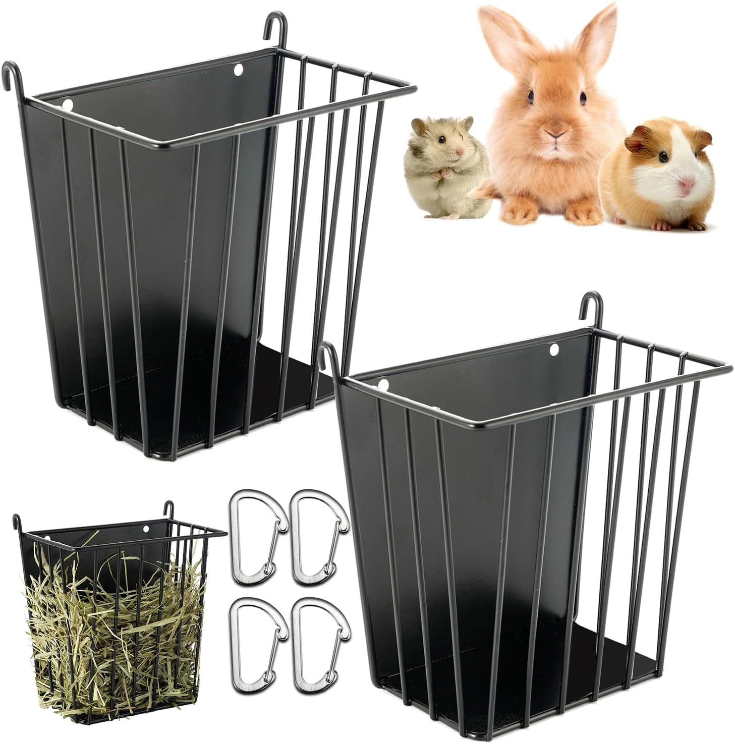 Upgrades 2pcs Hay Feeder Rabbit - Guinea Pig - Metal Frame Hay Rack ...