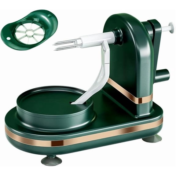 Upgrades Automatic Apple Peele Pear Peele,Manual Rotating Kitchen Gadget Apple Slicer And Corer Peelers For Kitche,Stable and Convenient Stable Suction Cup 1 Splitter (Dark green)