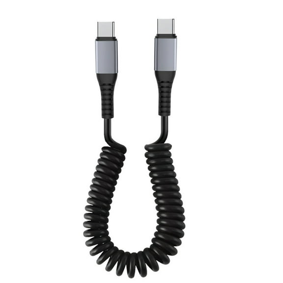 Upgrades Coiled Music Cable USB to USB C Retractable Fast Charging Cord Spring Designs Cable for Smartphone Tablets