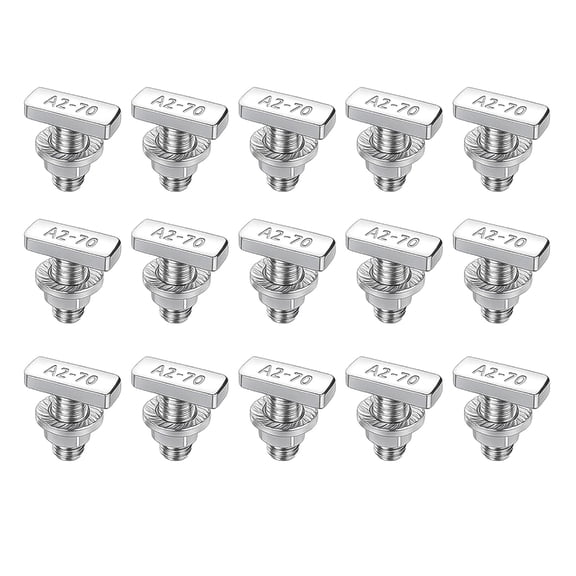 Upgrades T Bolt Set With Smooth Thread 15pcs M8x20mm Hammers Head Screws for Solar Trackers & Greenhouse Frame Assembly