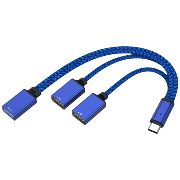 Upgrades Type C to 3 USB Port Hub Heat Resistant Plugs & Plays Multiple Systems Support with Hard braides Cable