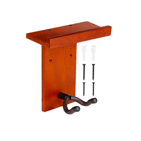 Upgrades Wooden Guitar Organizers Wall Mount with Double Hook Systems Integrated Pick Storage for Instruments & Room Decors