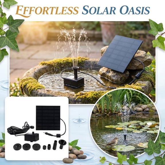 Upgrated Solar Fountain Pump for Birdbath, 1.8W Free Standing Solar Water Fountain, Solar Powered Water Pump Kit for Bird Bath,Small Pond,Garden and Lawn