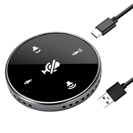 Upgrated USB Conference Microphone with Speaker,Laptop Omnidirectional Computer Mic with Touch-Sensor to Mute/Volume,for Zoom Meetings,Skype,VoIP Call,Interview,Christmas Stocking Stuffers Surprise