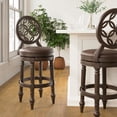 thumbnail image 1 of Upholstered 31in. Bar Stool with Back and Swivel- Distressed Walnut, 1 of 8