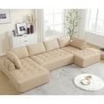 thumbnail image 1 of Upholstered 6 Sectional , Modular Khaki Breathable For Living Room Couch, Combination, Fabric, Relaxing Seating, 1 of 6