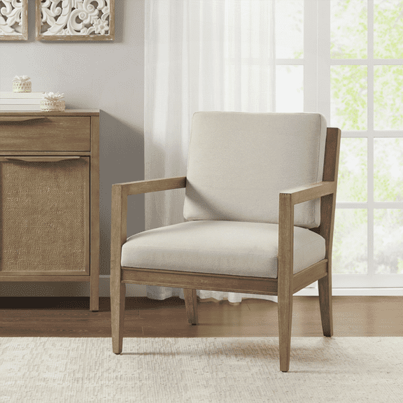 Upholstered Accent Armchair - 1-Piece with Solid Wood Frame and Plush Fabric