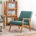 thumbnail image 1 of Upholstered Accent Chair, Armrest Accent Chair with Solid Wood Frame, Farmhouse Lounge Chair Reading Chair Lounge Chair for Living Room, Bedroom, Home Office, Weight Capacity 400 LBS, Emerald, 1 of 7