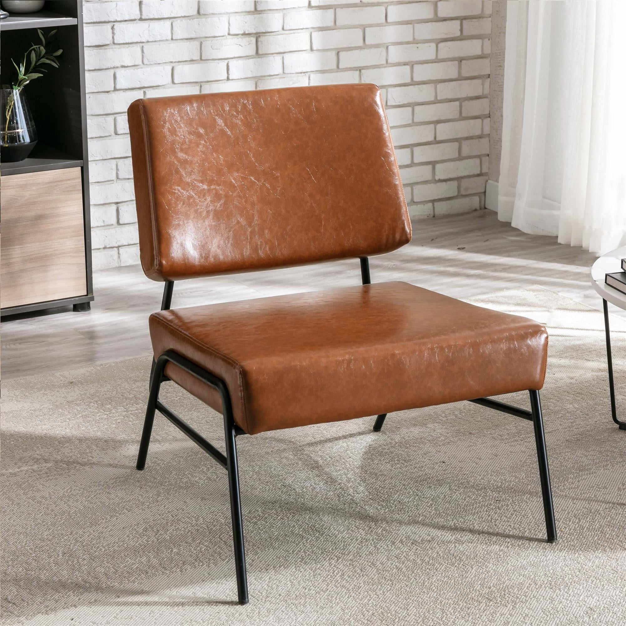  VASAGLE EKHO Collection - Accent Chair, Metal Framed Armchair,  Synthetic Leather with Stitching, Mid-Century Modern, Sling Chair for  Living, Bedroom, Reading Room, Lounge, Caramel Brown ULAC014K01 :  Everything Else