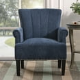 thumbnail image 1 of Upholstered Accent Chair, Living Room Chairs Sofa Chair, Polyester Club Chair with Rivet Tufted Scroll Arm & Rubber Wood Legs, 330lbs Capacity, Armchair for Bedroom and Living Room, Navy Blue, 1 of 7