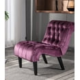 thumbnail image 1 of Upholstered Accent Chair for Living Room, Velvet Tufted Armless Chaise Lounge, Modern Leisure Sofa Chair with Wood Legs for Home Living Room Bedroom Apartment, Purple, 1 of 7