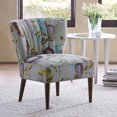 thumbnail image 1 of Upholstered Accent Chair, Modern Slipper Chair with Channel Back and Birch Wood Legs, Armless Sofa Chair Reading Chair with Nailhead Trim for Living Room Bedroom Apartment, Multicolor, 1 of 7