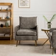thumbnail image 1 of Upholstered Accent Chair Removable Back Seat Cushion Armchair Lounge Sofa Golden Legs Living Room Bedroom Grey, 1 of 7